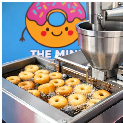 Live doughnut making showing freshly cooked mini doughnuts