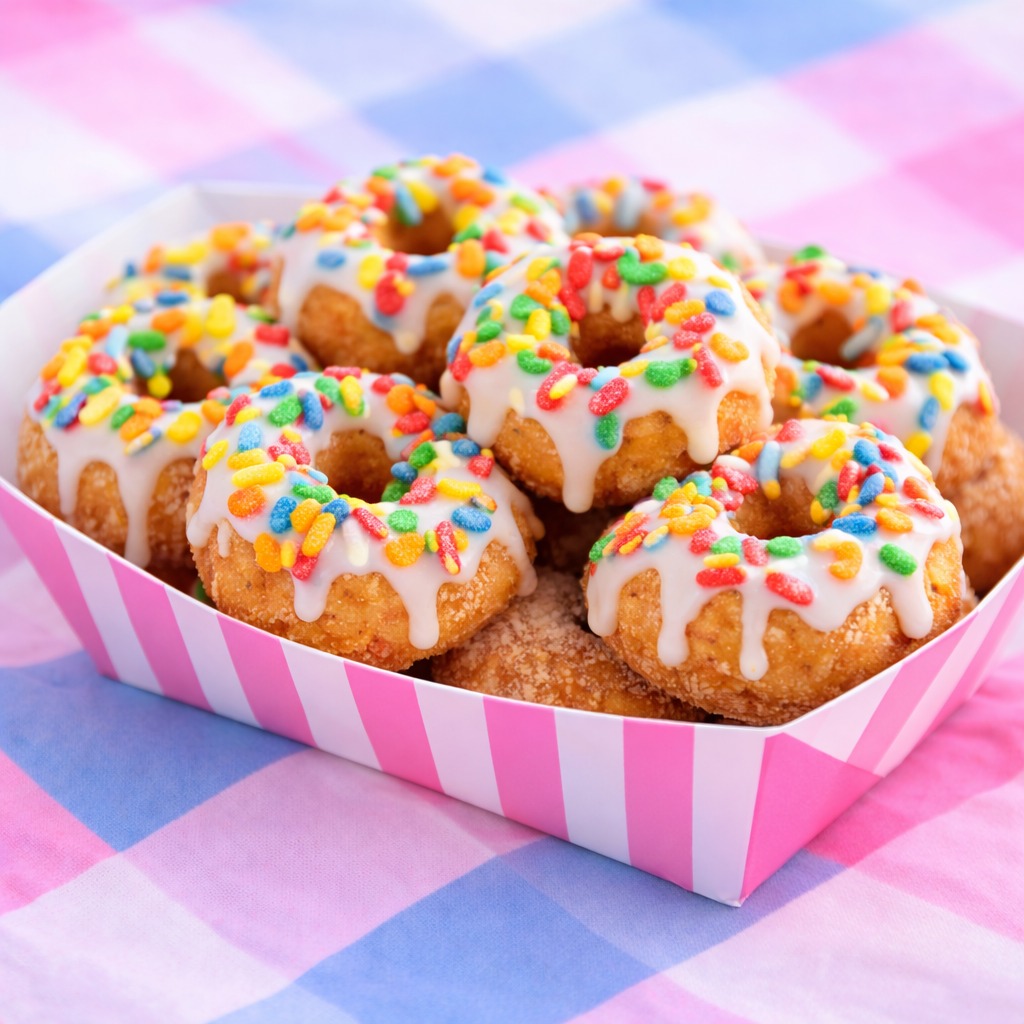 Instagram feed showing mini doughnuts in a pink box